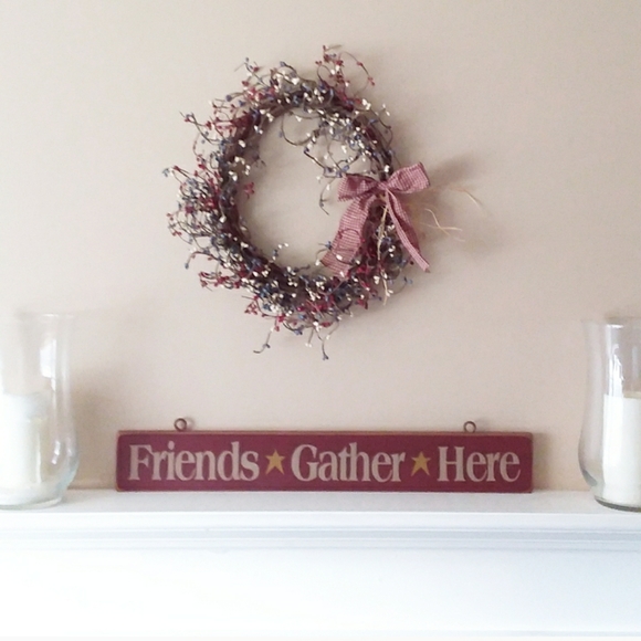 Other - Americana Oval 16" Wreath Red, Cream, Blue Berries